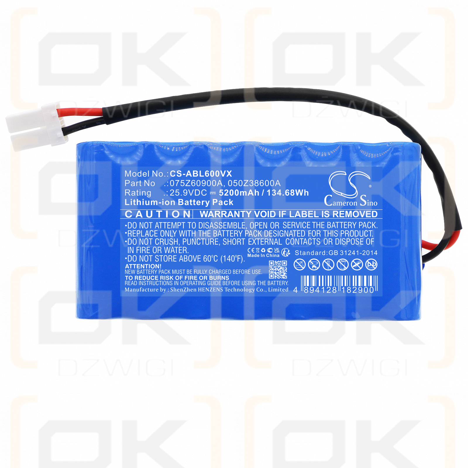 Wiper I350S XL 3.500 m² Bluetooth GSM GPS / 075Z60900A 5200mAh Li-ion 25.9V (Cameron Sino)