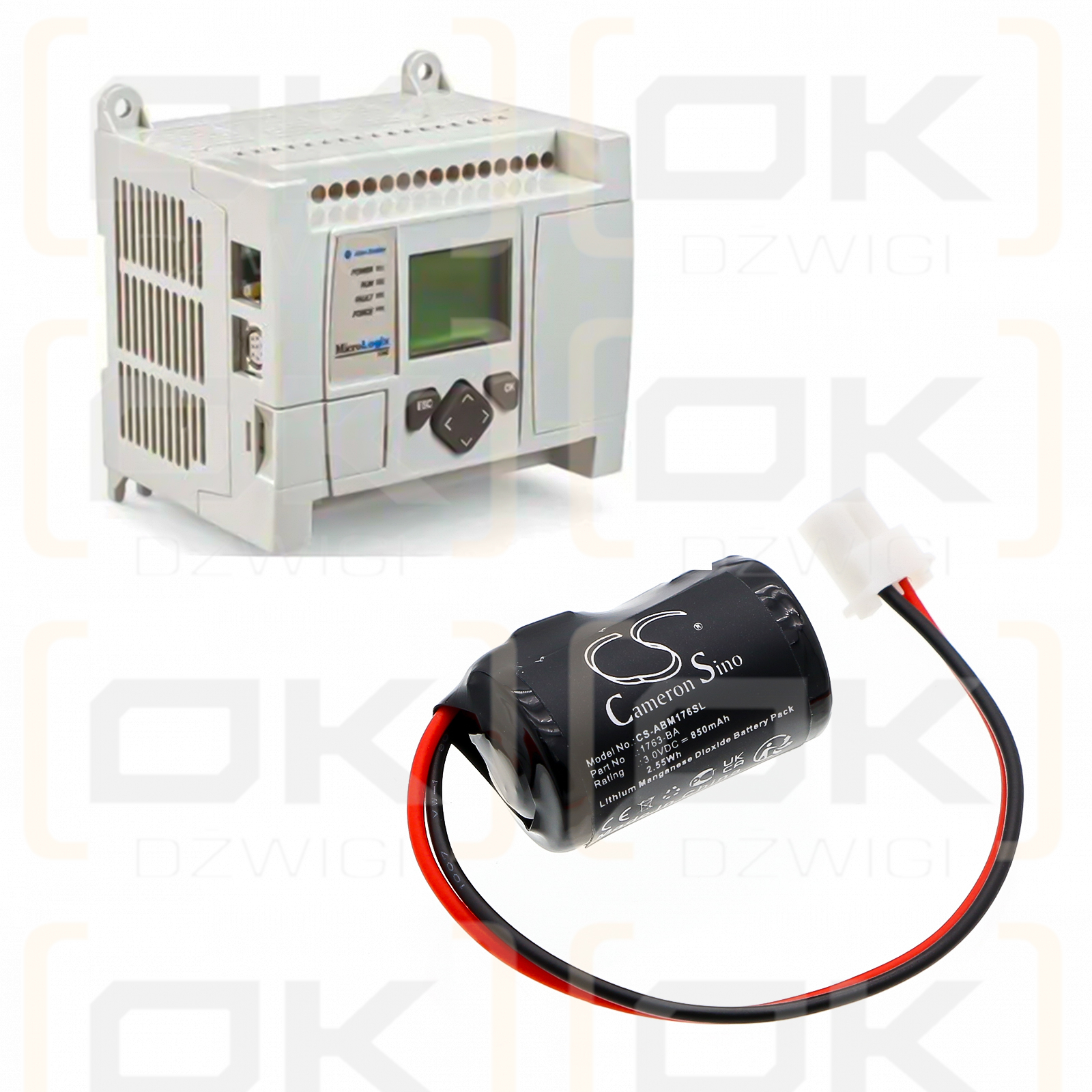Allen Bradley MicroLogix 1100 / 1763-BA 850mAh Li-MnO2 3.0V (Cameron Sino)