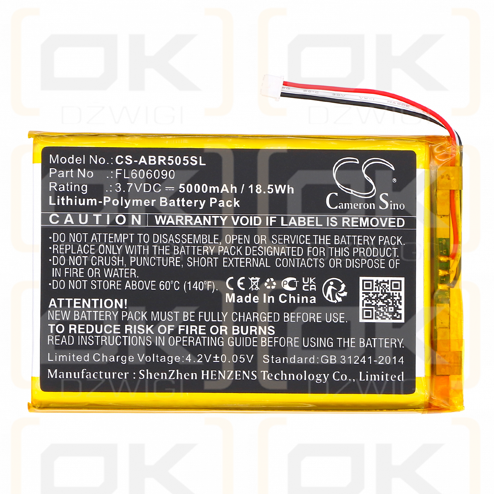 Anbernic RG505 / FL606090 5000mAh Li-Polymer 3.7V (Cameron Sino)