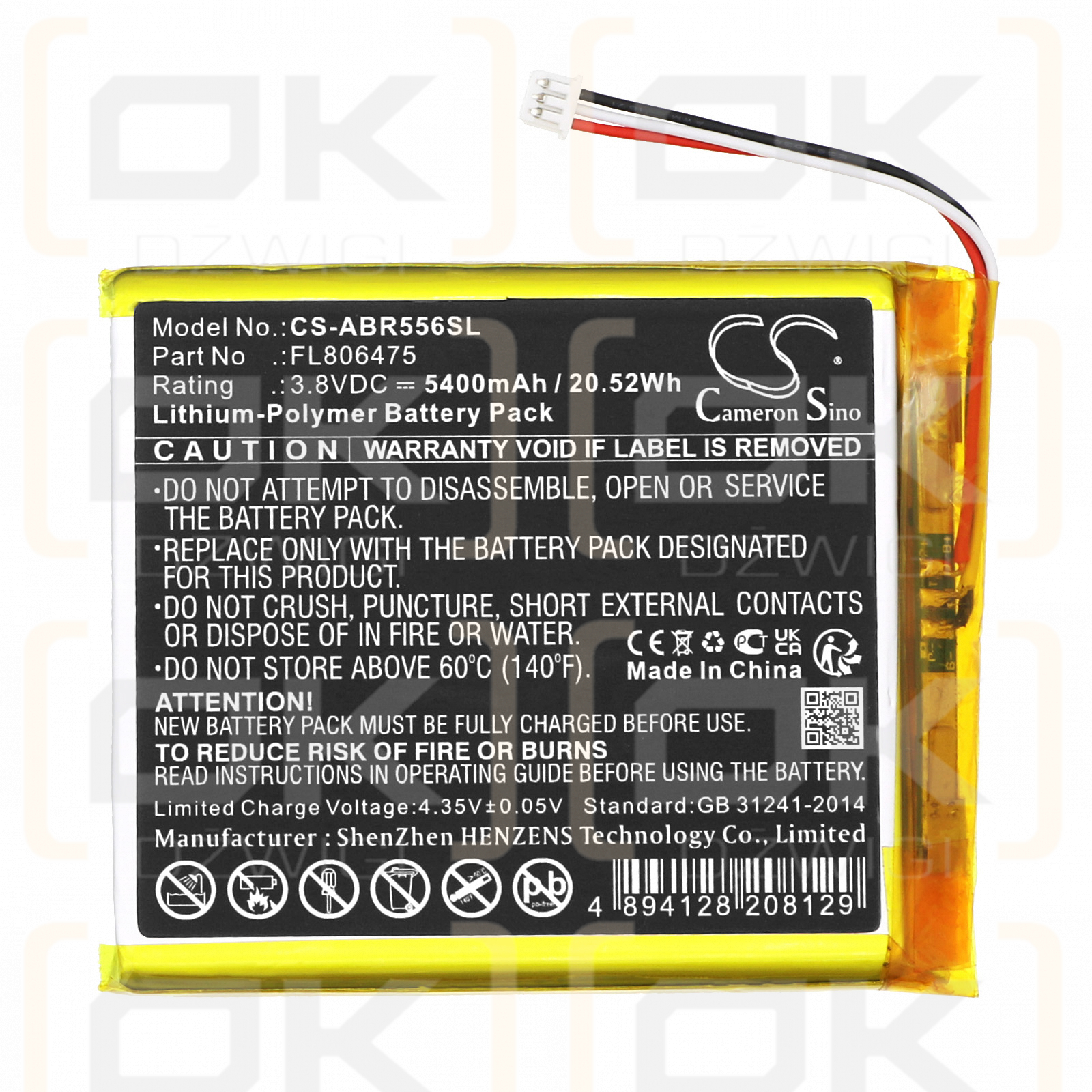 Anbernic RG556 / FL806475 5400 mAh Li-Polymer 3,8 V (Cameron Sino)