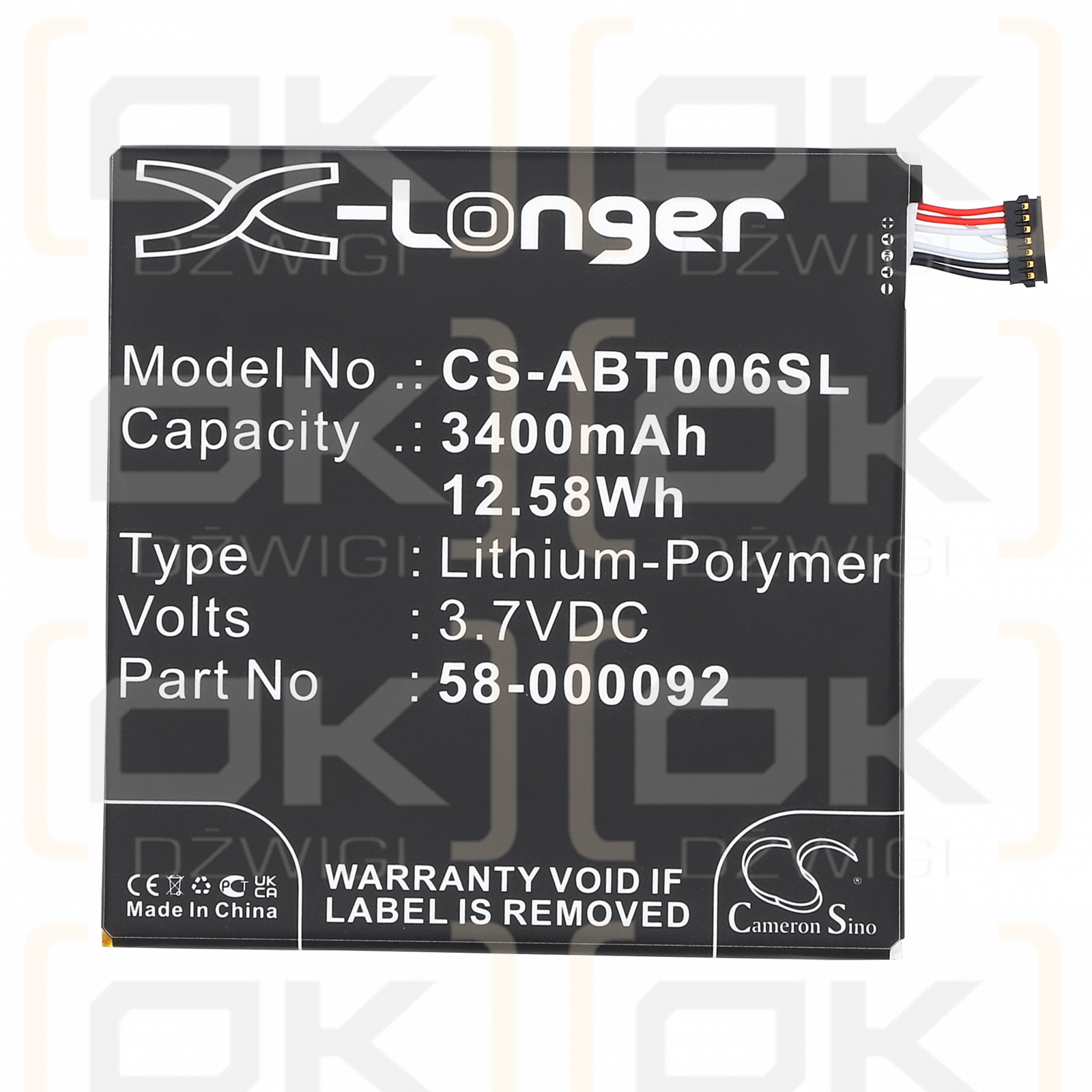 Amazon 26S1006 / 58-000092 3400 mAh Li-Polymer 3,7 V (Cameron Sino)