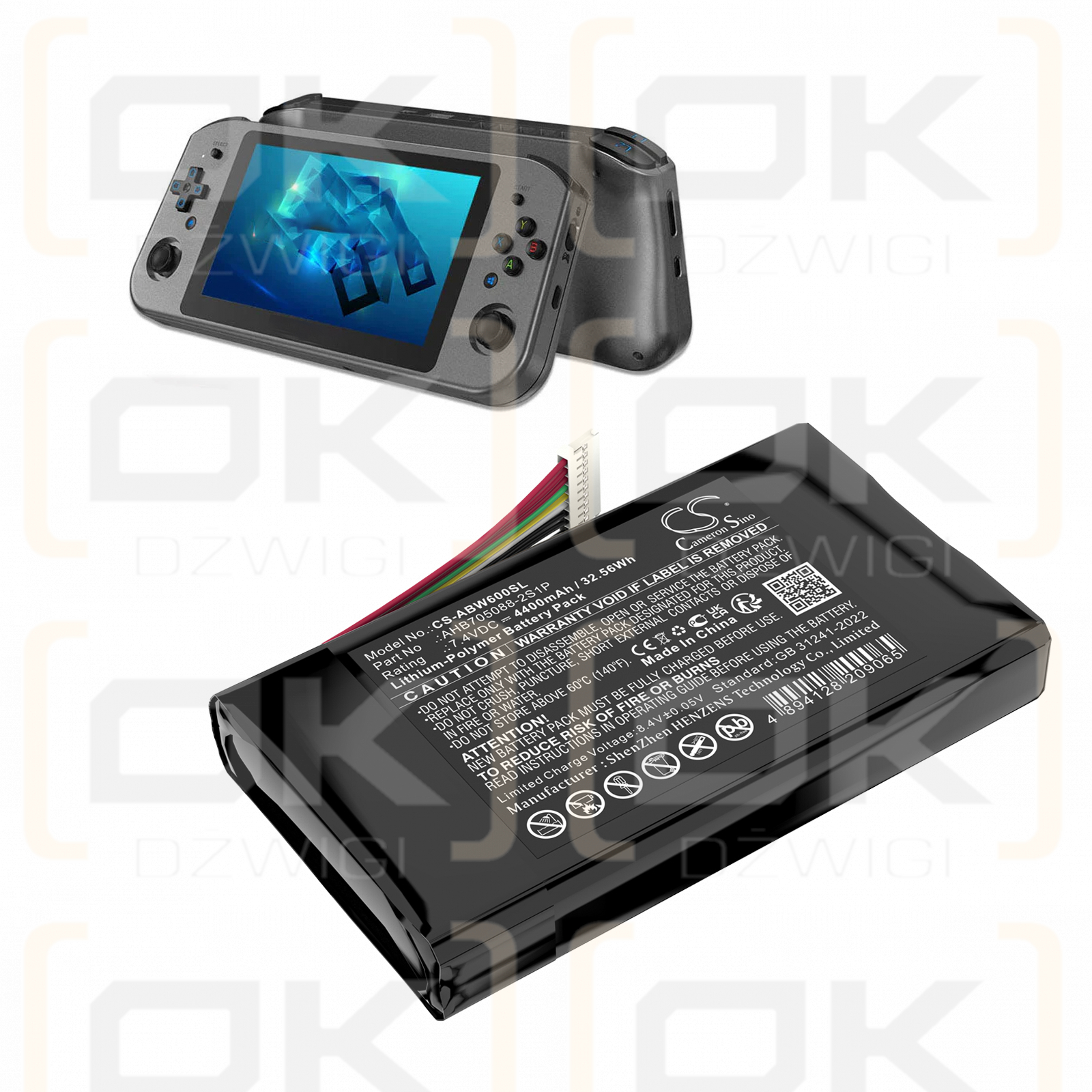 Anbernic Win600 3020E 3050E 5,94 Zoll Mini-Handheld-Spiel-PC / AHB705088-2S1P 4400 mAh Li-Polymer 7,4 V (Cameron Sino)