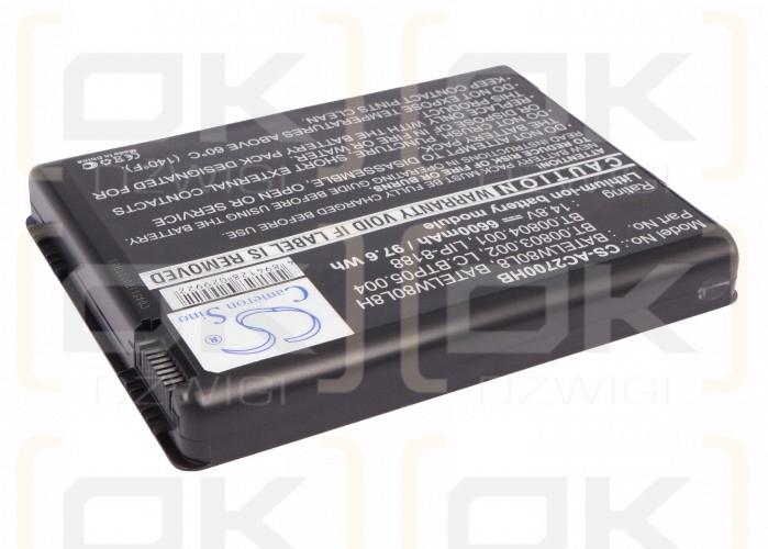 Сменный аккумулятор для Acer Aspire 1674WLMi / BATELW80L8 6600 мАч Li-ion 14,8 В (Cameron Sino)