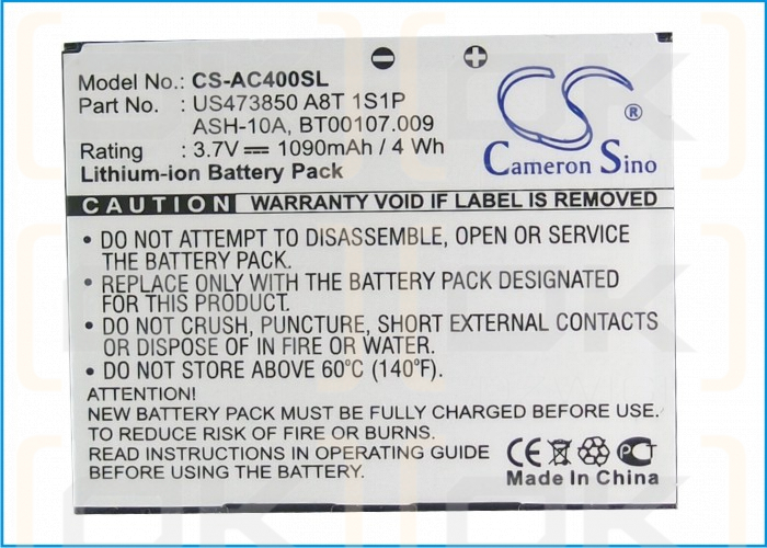 Acer neoTouch P400 / US473850 A8T 1S1P 1090 mAh Li-ion 3.7 V (Cameron Sino)
