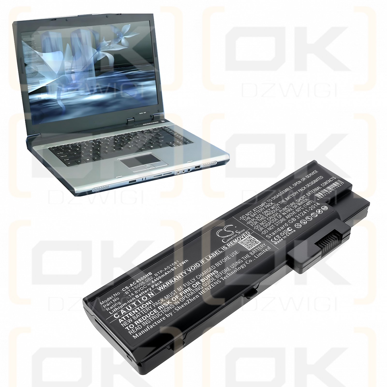 Acer TravelMate 4602WLMi / BT.T5005.002 4400mAh Li-ion 14.8V (Cameron Sino)