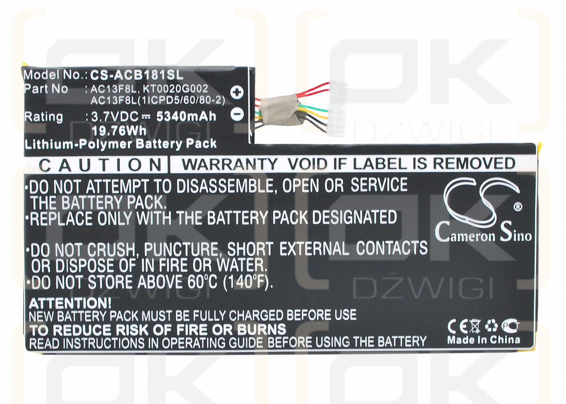 Acer Iconia W4 / AC13F8L 5340 mAh Li-Polymer 3,7 V (Cameron Sino)