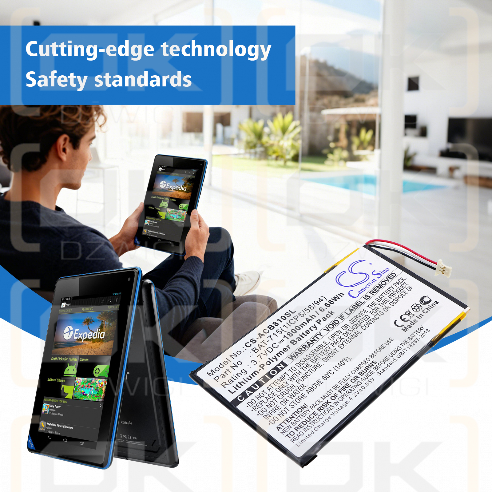 Acer Iconia B1-A71-83174G00nk / BAT-715(1ICP5/58/94) 1800 mAh Li-Polymer 3.7 V (Cameron Sino)