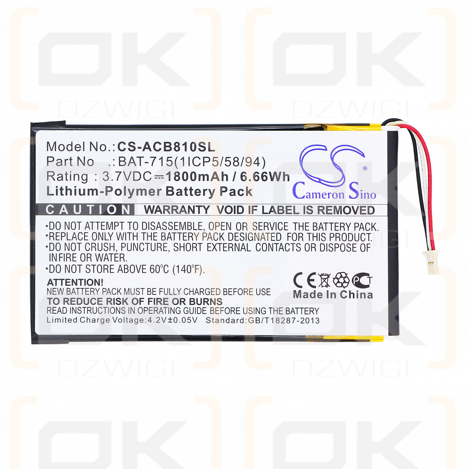 Acer Iconia B1-A71-83174G00nk / BAT-715(1ICP5/58/94) 1800 mAh Li-Polymer 3.7 V (Cameron Sino)