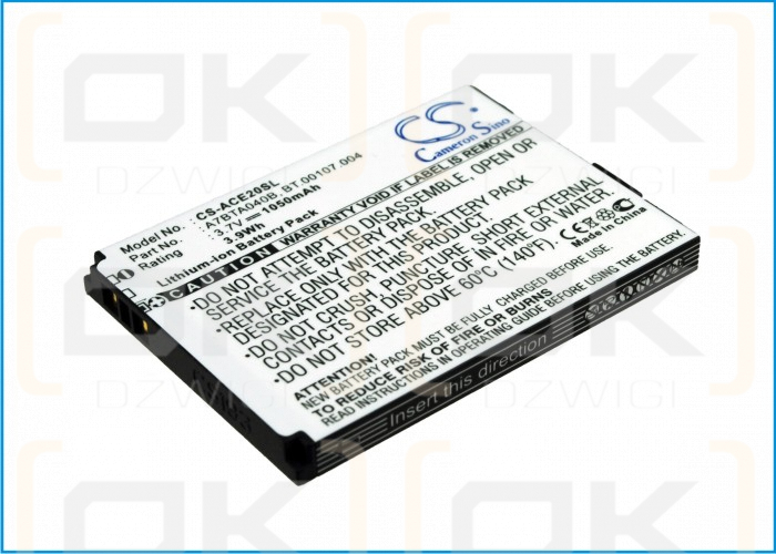 Acer beTouch E200 / A7BTA040B 1050mAh Li-ion 3.7V (Cameron Sino)