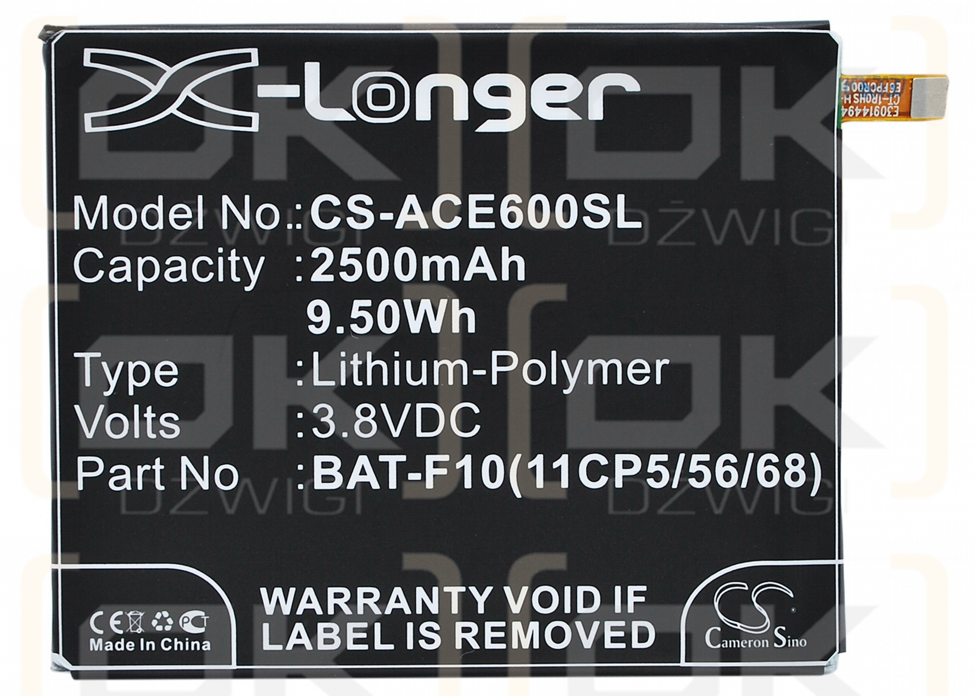 Acer Liquid E600 / BAT-F10(11CP5/56/68) 2500mAh Li-Polímero 3.8V (Cameron Sino)