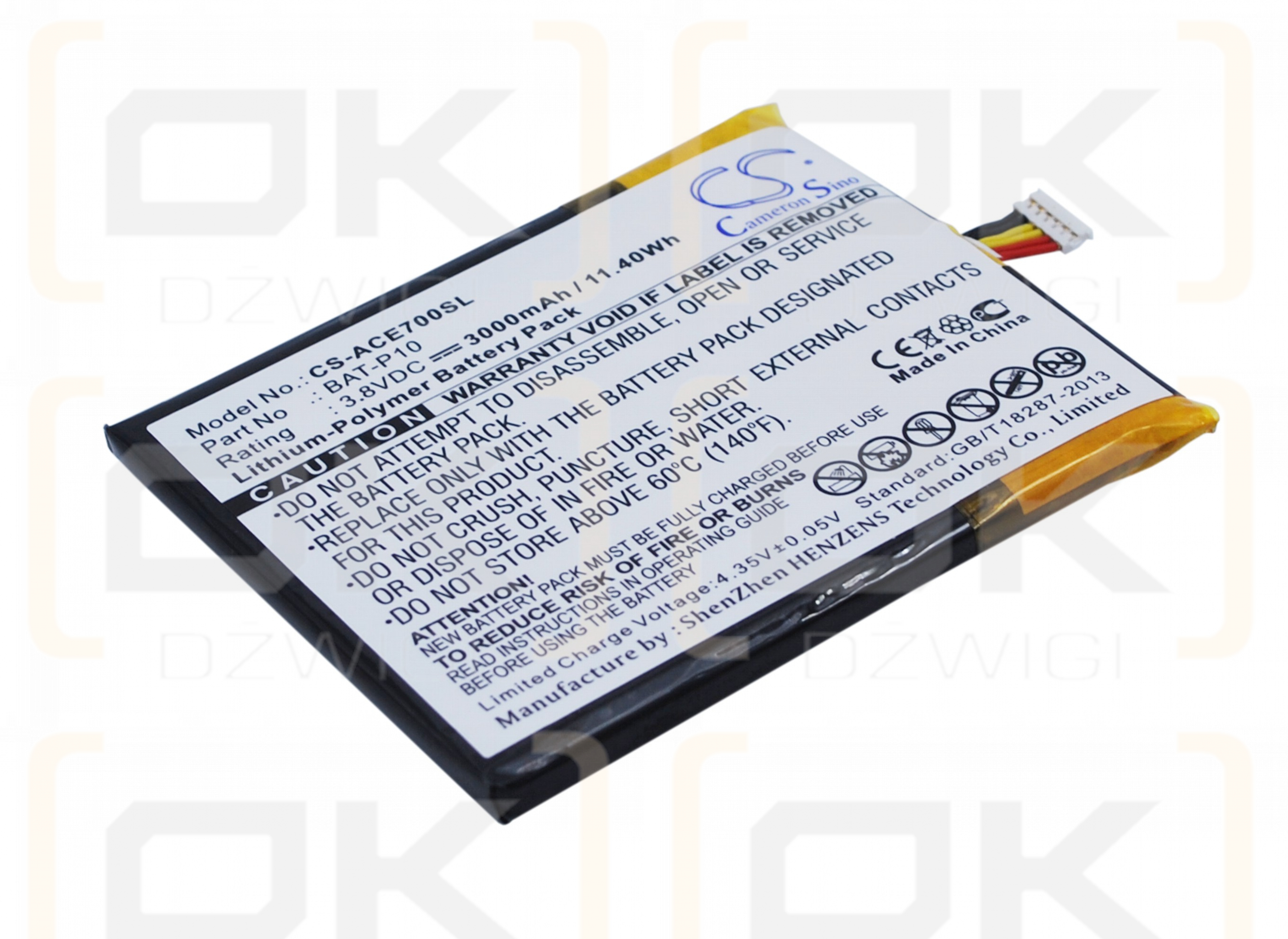 Acer E39 / BAT-P10 3000 mAh Li-Polymer 3,8 V (Cameron Sino)