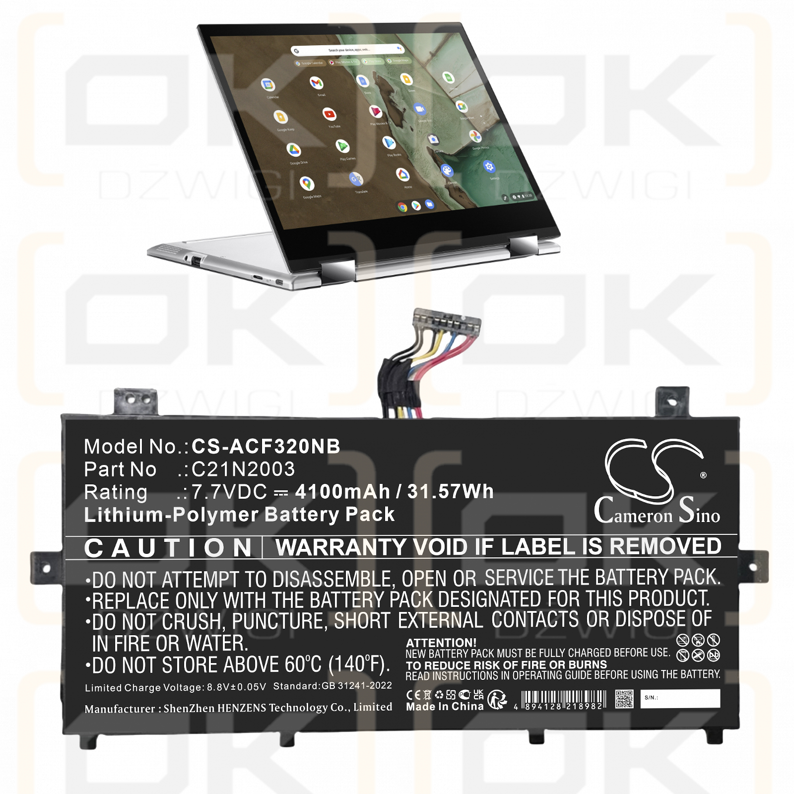 Asus Chromebook Flip CM3200 / 0B200-03800100 4100 мАч литий-полимерный 7,7 В (Cameron Sino)