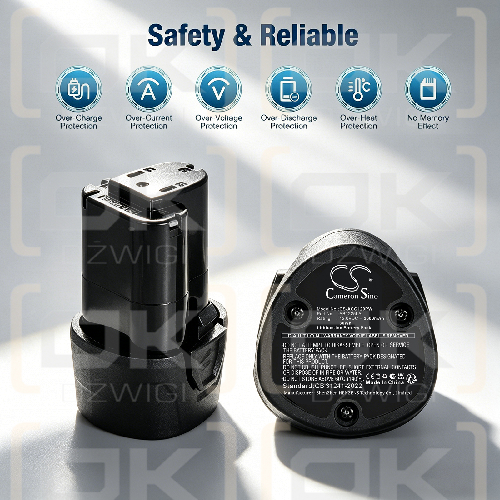 Ersatzakku für ACDelco G12 / AB1225LA 2500 mAh Li-Ion 12 V (Cameron Sino)