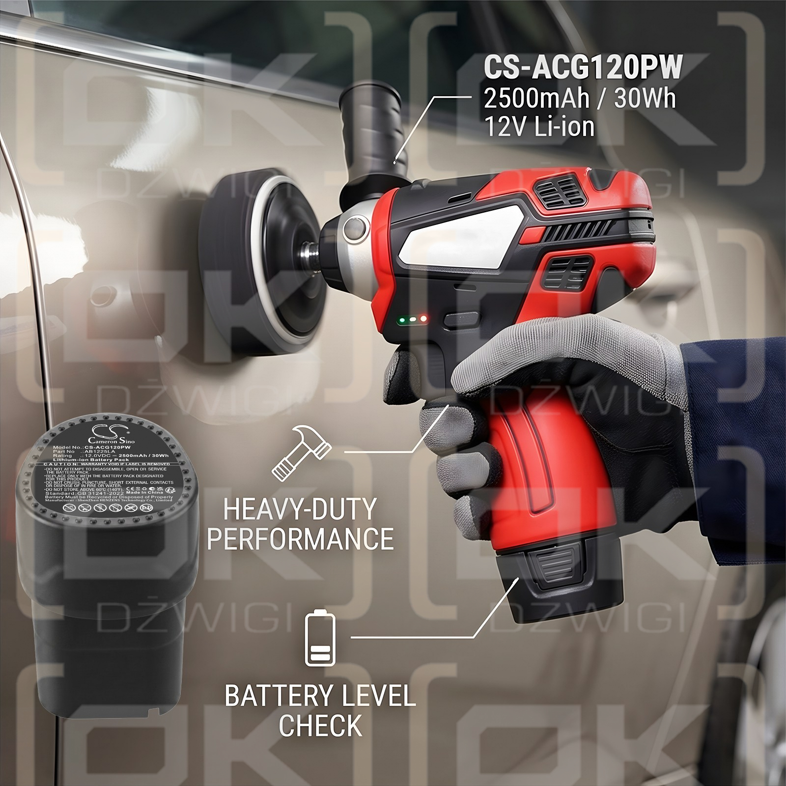 Bateria zamienna do ACDelco G12 / AB1225LA 2500 mAh Li-ion 12 V (Cameron Sino)