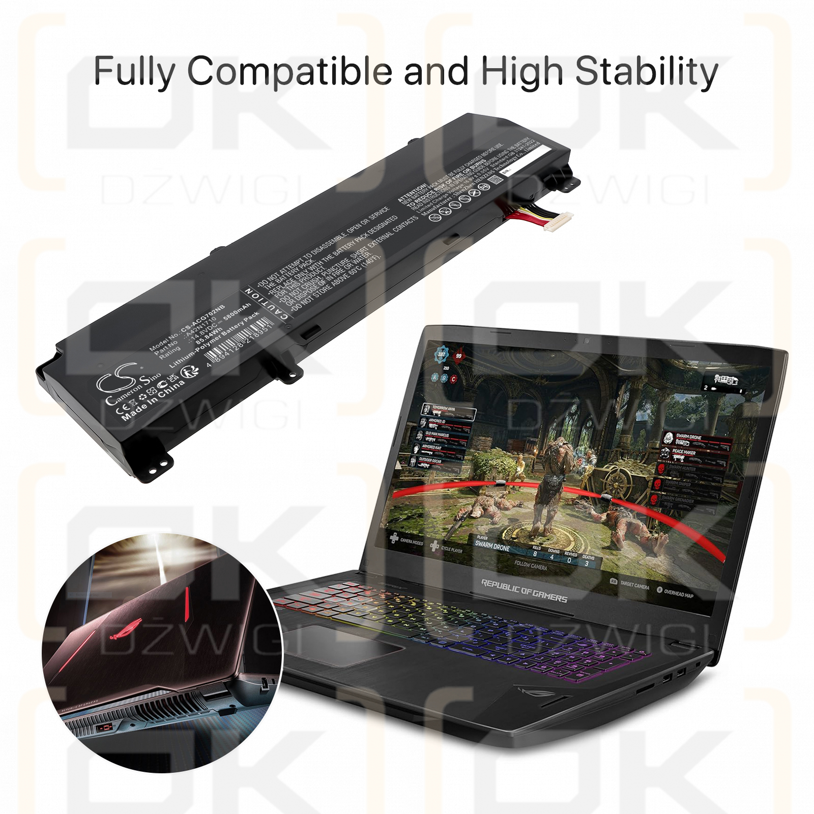 Batería de polímero de litio Acer ROG Strix GL702VI-WB74 / 0B110-00490000 de 5800 mAh y 14,8 V (Cameron Sino)