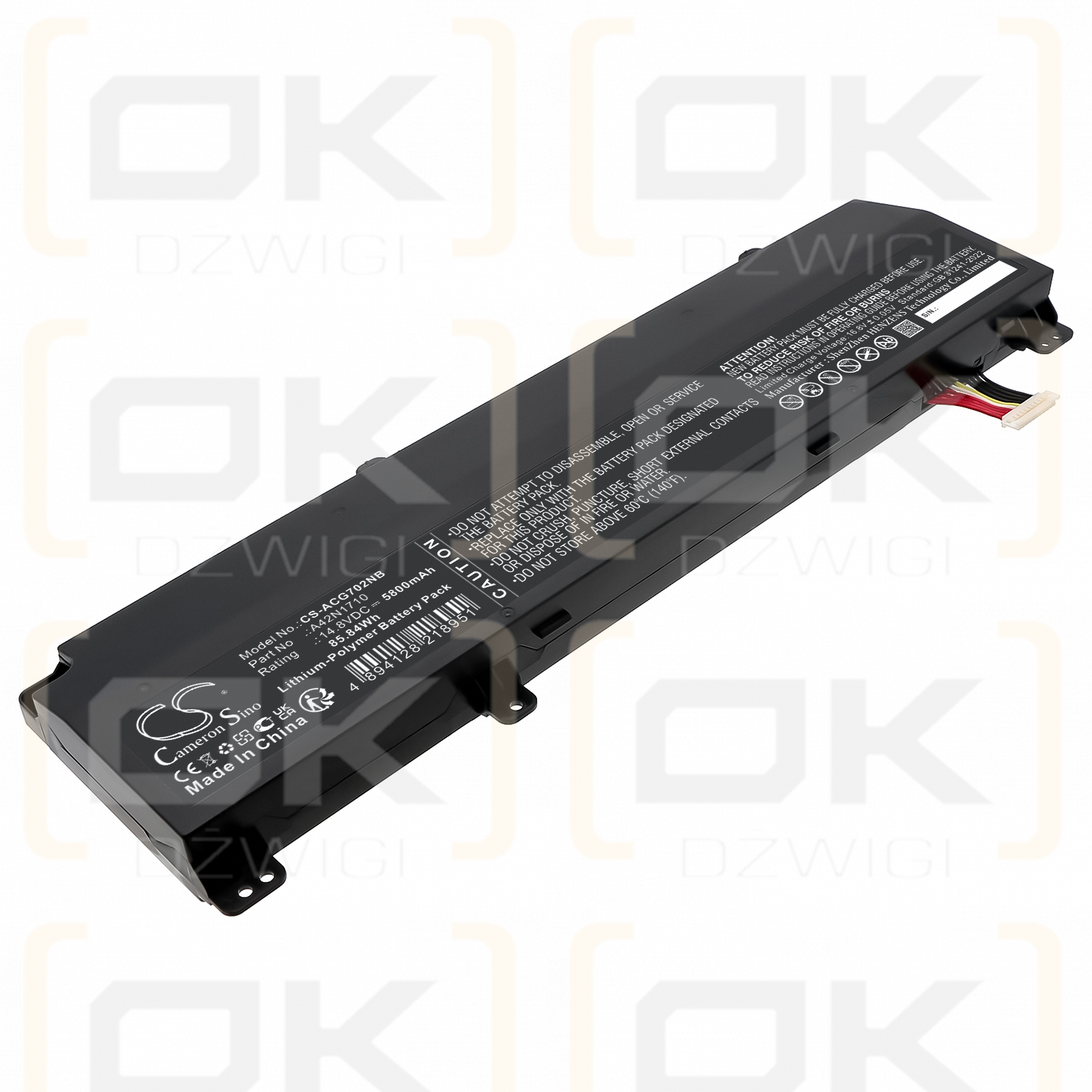 Batería de polímero de litio Acer ROG Strix GL702VI-WB74 / 0B110-00490000 de 5800 mAh y 14,8 V (Cameron Sino)