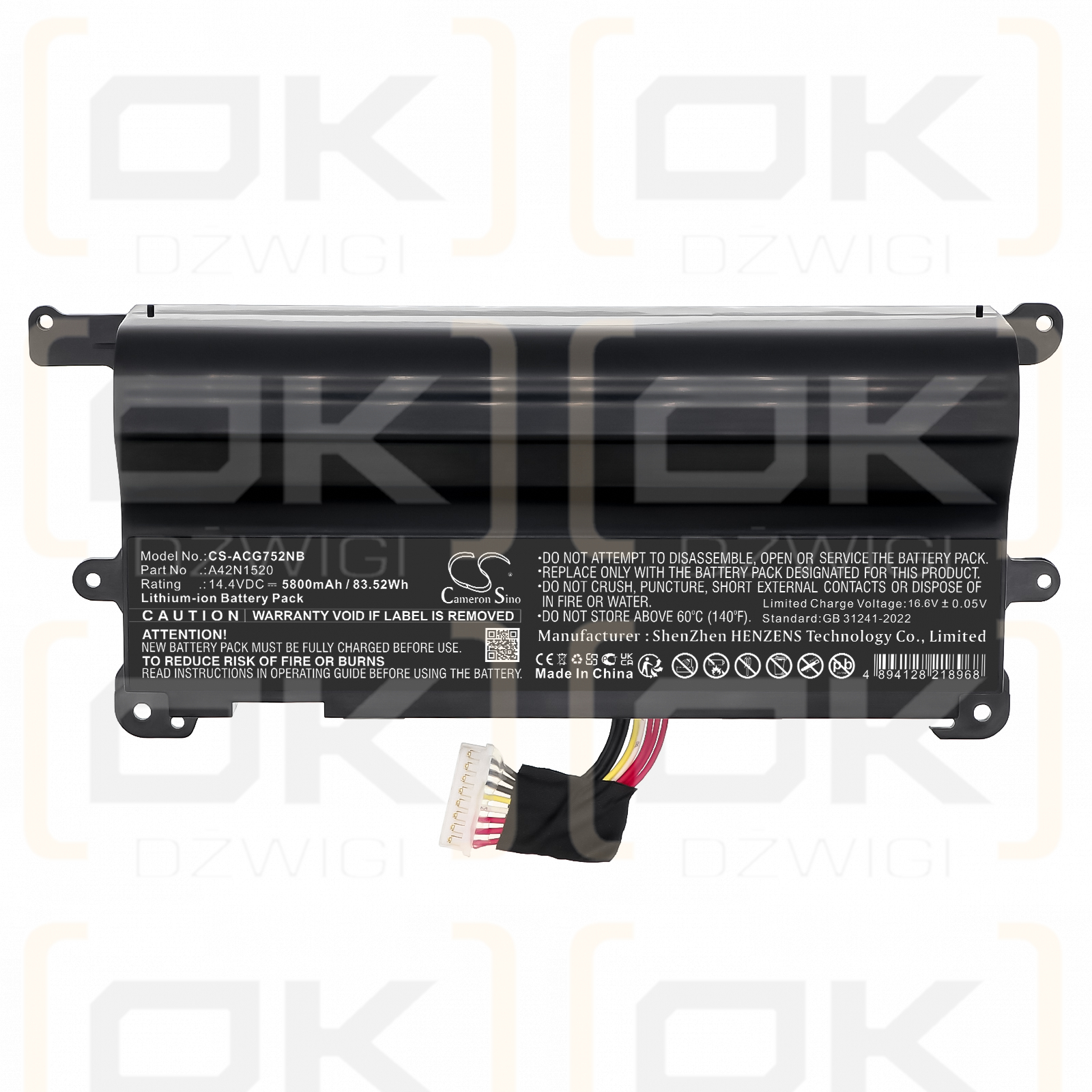 Acer ROG GFX72VY6820 / 0B110-00380000 5800mAh Li-ion 14.4V (Cameron Sino)