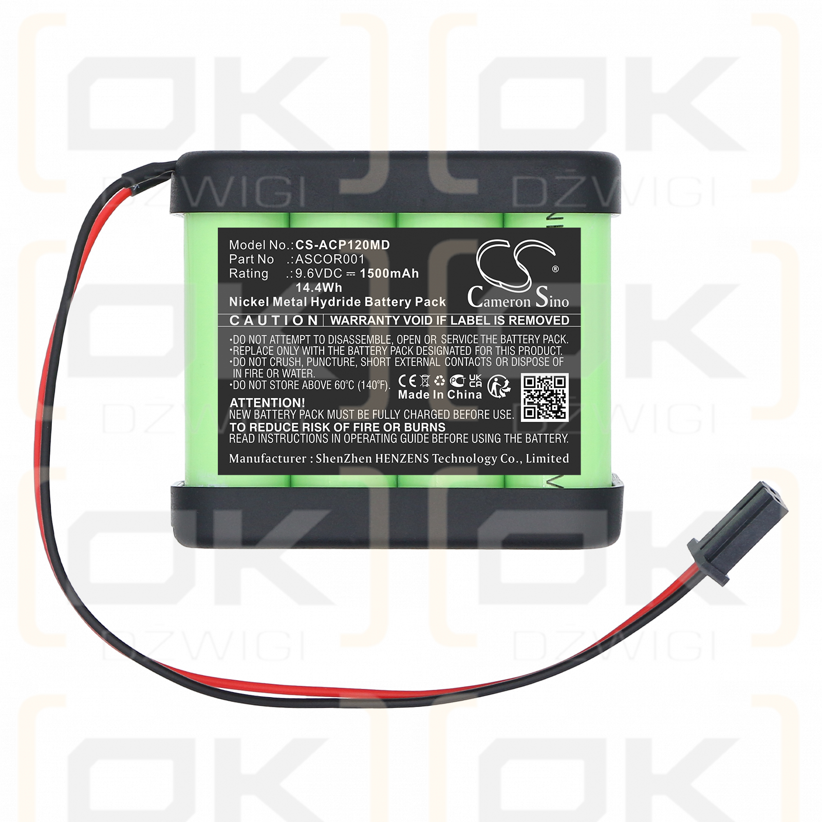 Ascor syringe pum / ASCOR001 1500 mAh Ni-MH 9.6 V (Cameron Sino)