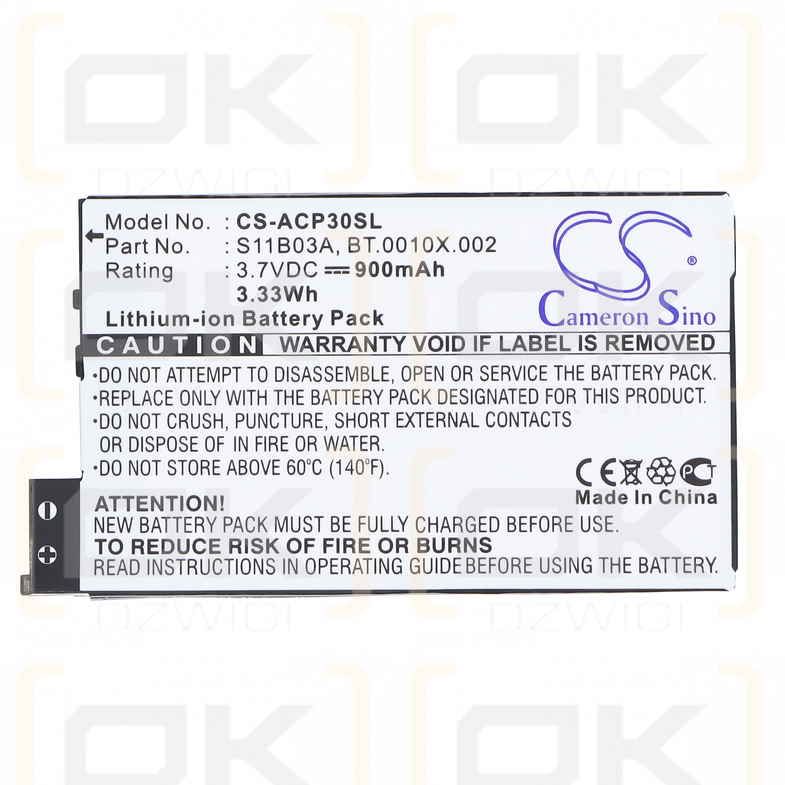 Acer neoTouch P300 / S11B03B 900 mAh Li-Ion 3,7 V (Cameron Sino)