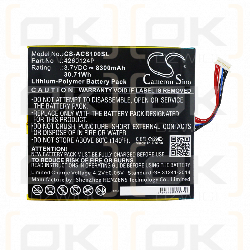 Acer Switch 10 / KT.0020Q.001 8300 мАч литий-полимерный 3,7 В (Cameron Sino)