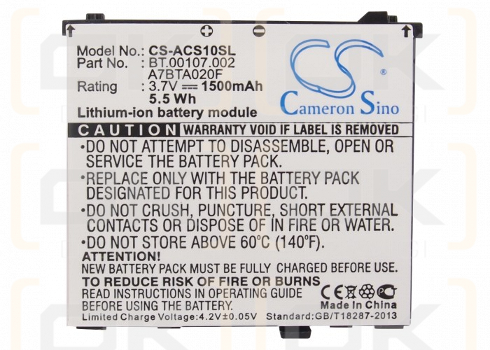 Acer Liquid E Plus / US55143A9H 1S1P 1500 mAh Li-Ion 3,7 V (Cameron Sino)