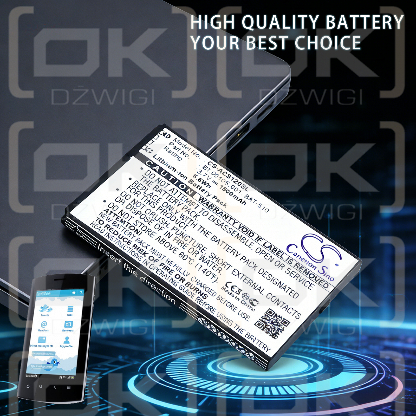 Acer Liquid Metal / BT.0010S.001 1500 mAh Li-ion 3.7 V (Cameron Sino)