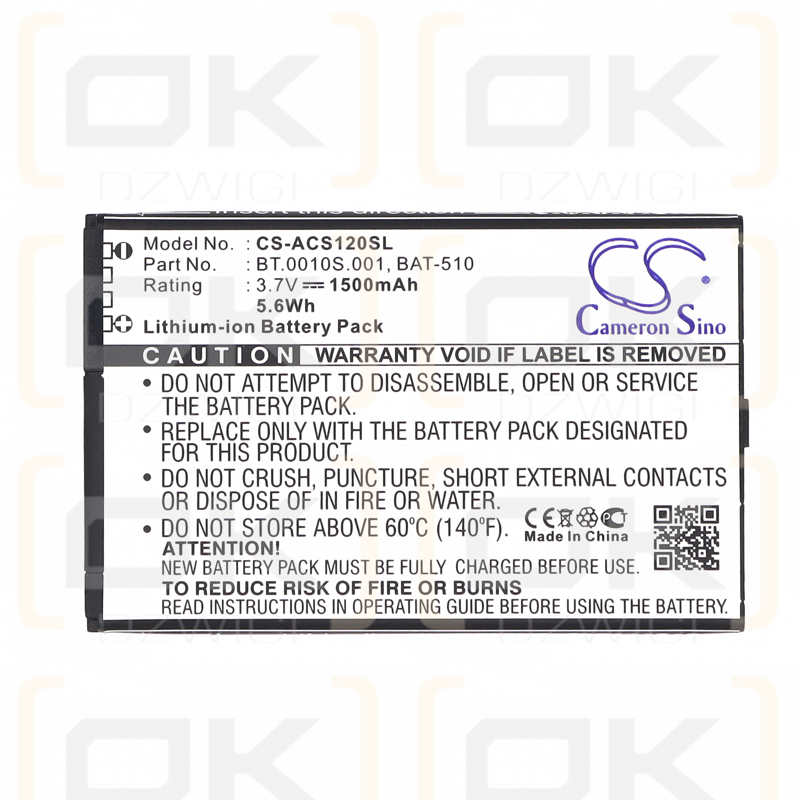 Acer Liquid Metal / BT.0010S.001 1500 mAh Li-ion 3.7 V (Cameron Sino)