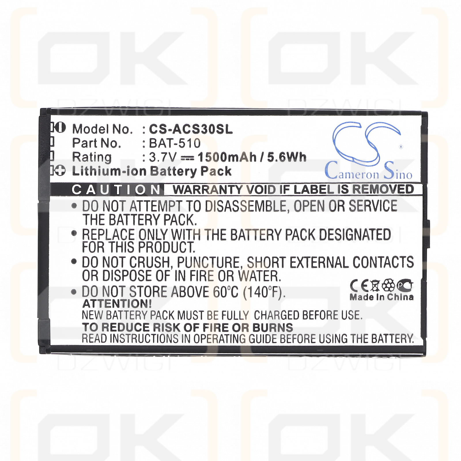 Acer S300 / BAT-510 1500 mAh Li-ion 3.7 V (Cameron Sino)