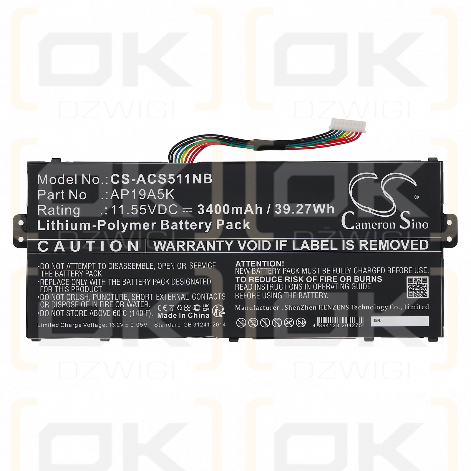 Acer Aspire 5 A515-43 / AP19A5K 3400mAh Li-Polímero 11.55V (Cameron Sino)