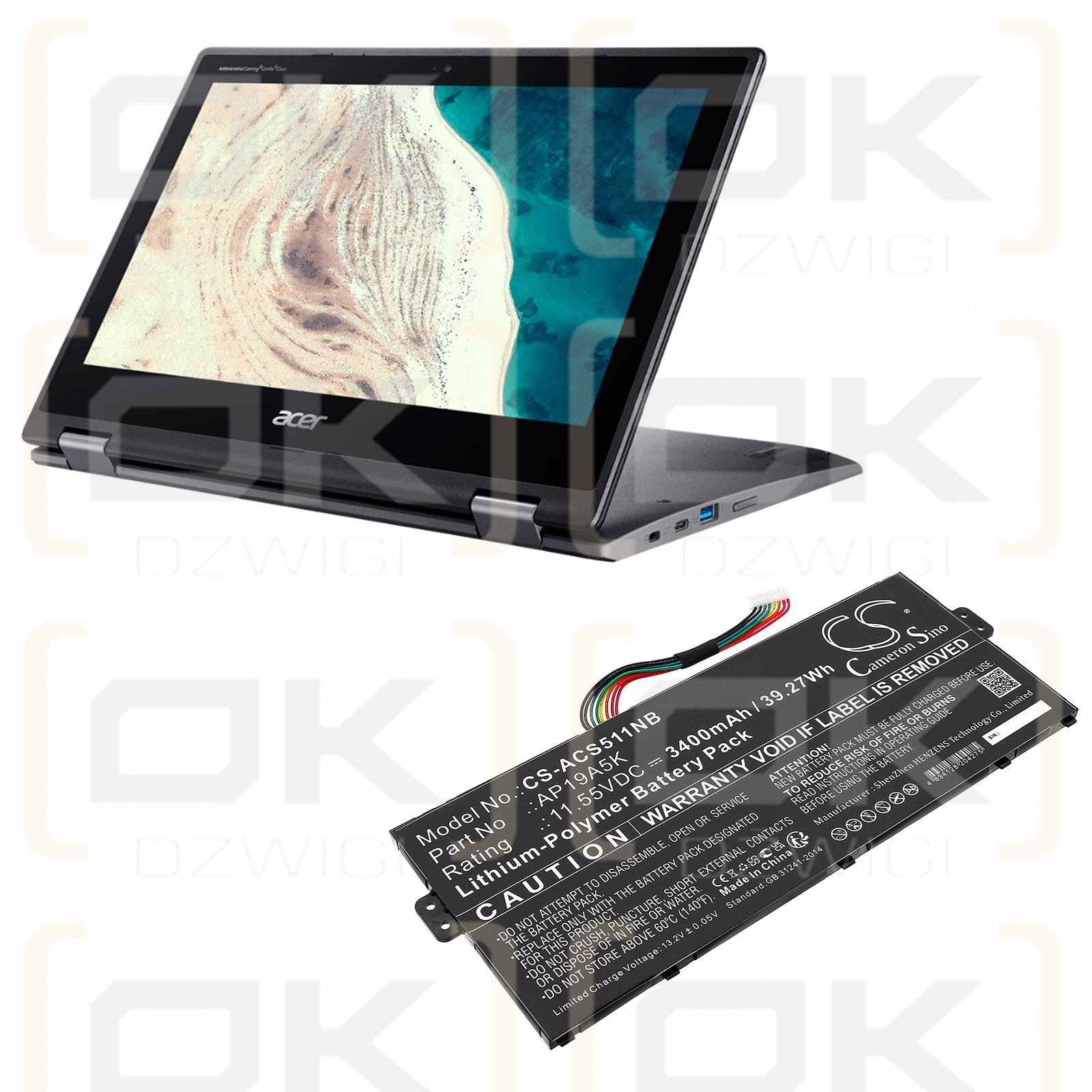 Acer Aspire 5 A515-43 / AP19A5K 3400mAh Li-Polímero 11.55V (Cameron Sino)