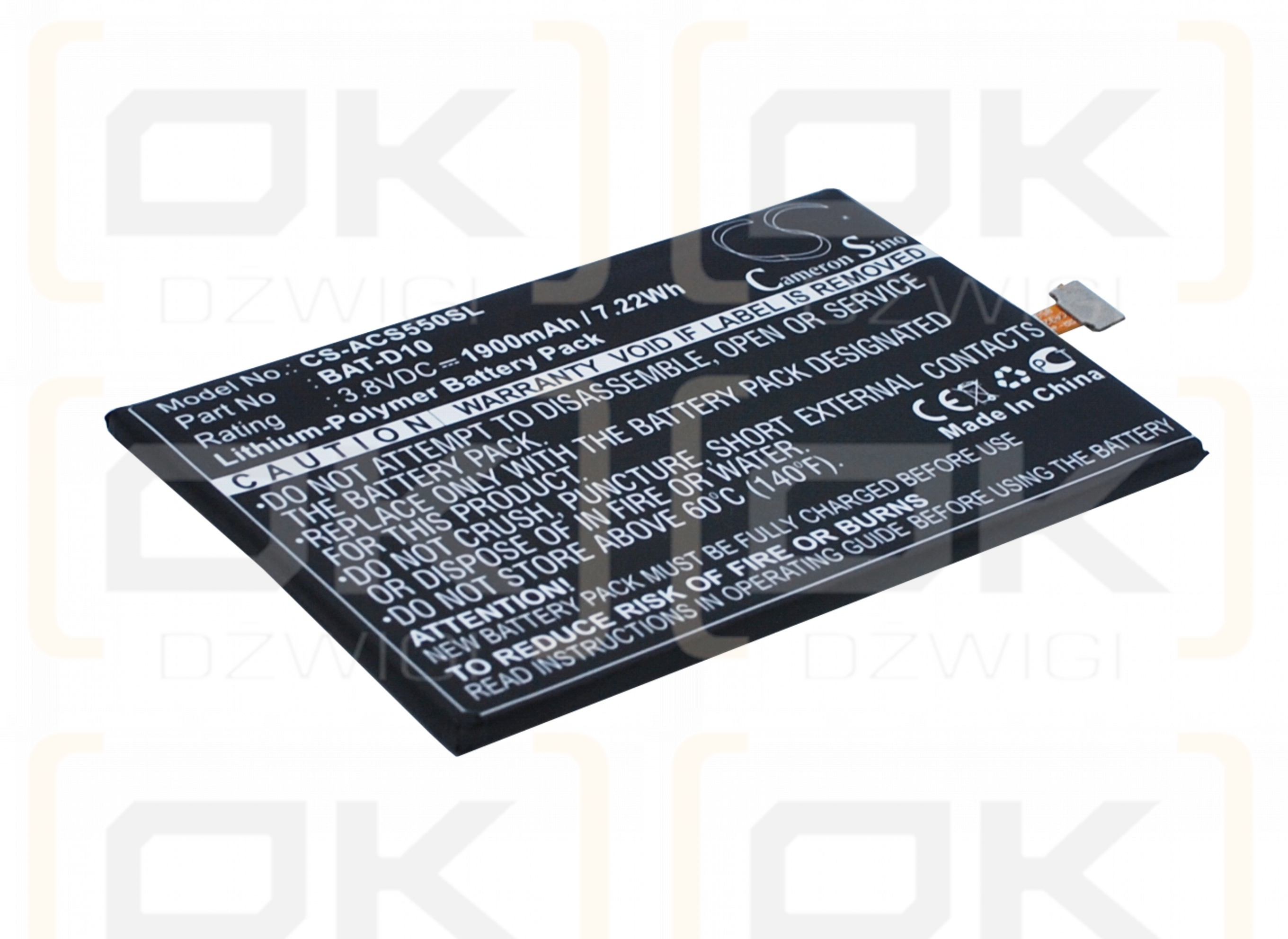 Acer S57 / BAT-D10 1900mAh Li-Polymer 3.8V (Cameron Sino)