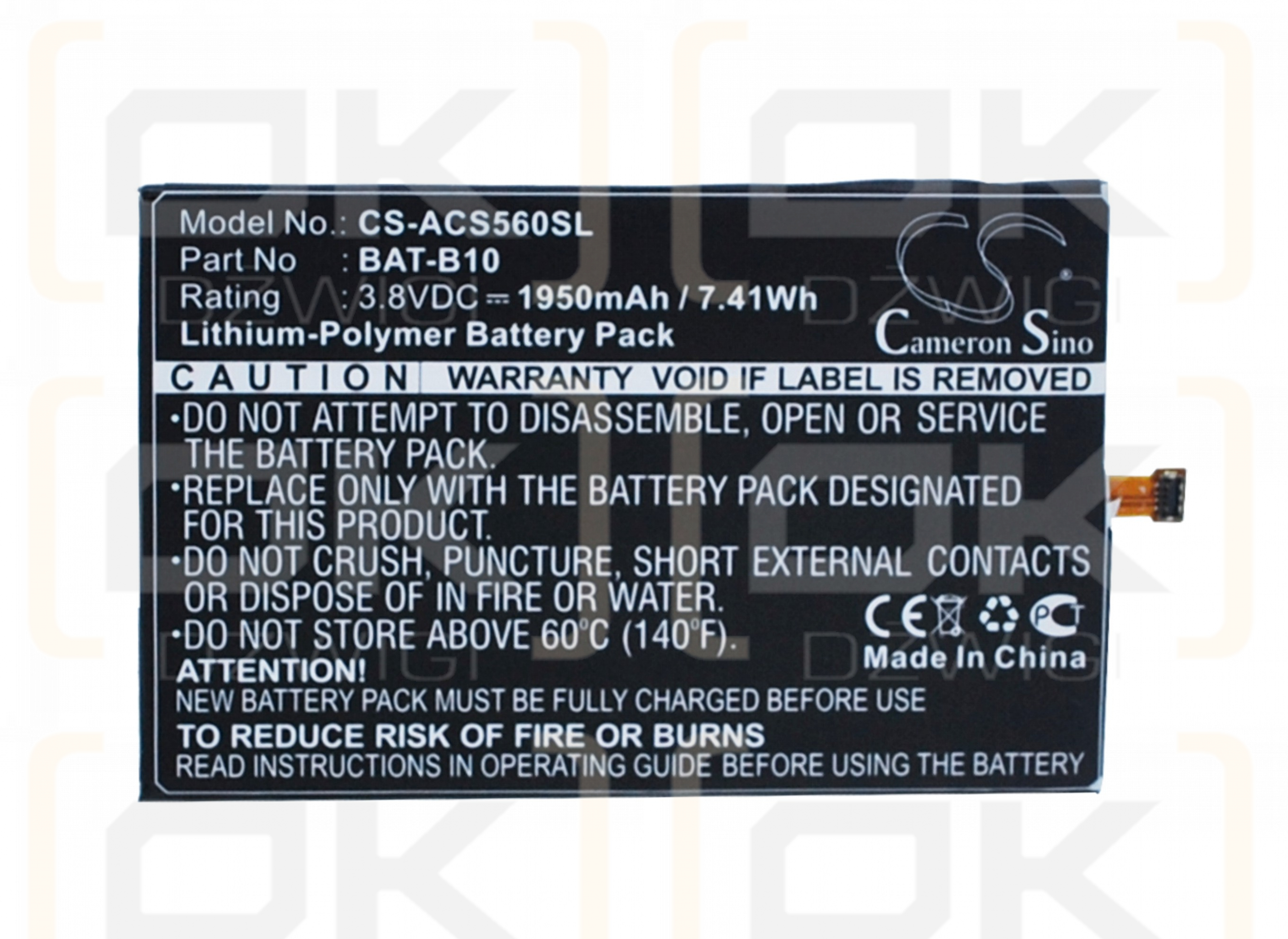 Acer S55 / BAT-B10 1950mAh Li-Polymer 3.8V (Cameron Sino)