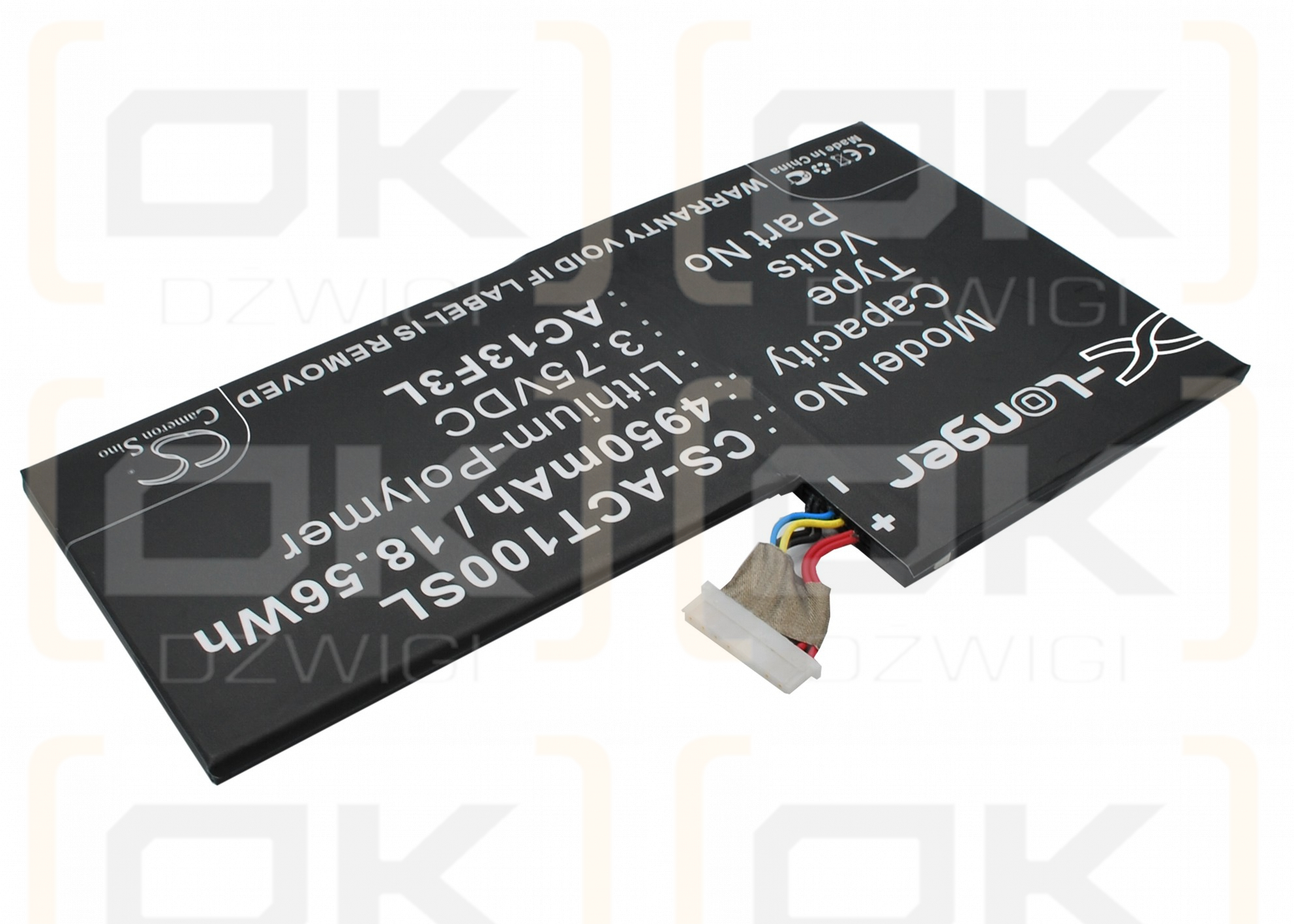 Batería de polímero de litio Acer W4-820P / AC13F3L de 4950 mAh y 3,75 V (Cameron Sino)