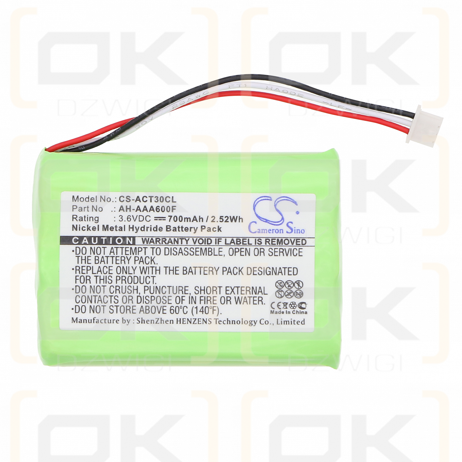 Tiptel 500 DECT / AH-AAA600F 700mAh Ni-MH 3.6V (Cameron Sino)