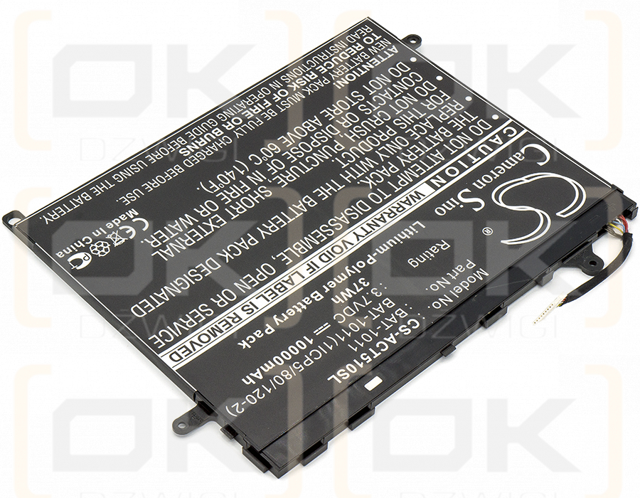 Acer Iconia TAB A510-10S32U / BAT-1011 10000 mAh Li-Polymer 3,7 V (Cameron Sino)