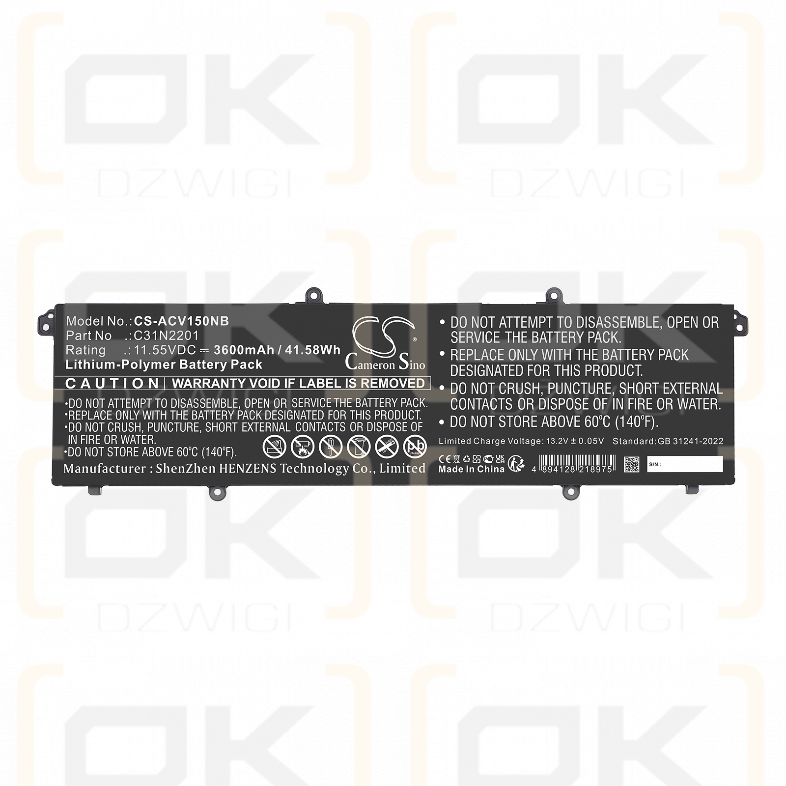 Asus Vivobook S 16 Flip TP3604VA-OLED-B9016WTS / 0B200-04260000 3600mAh Li-Polymer 11.55V (Cameron Sino)
