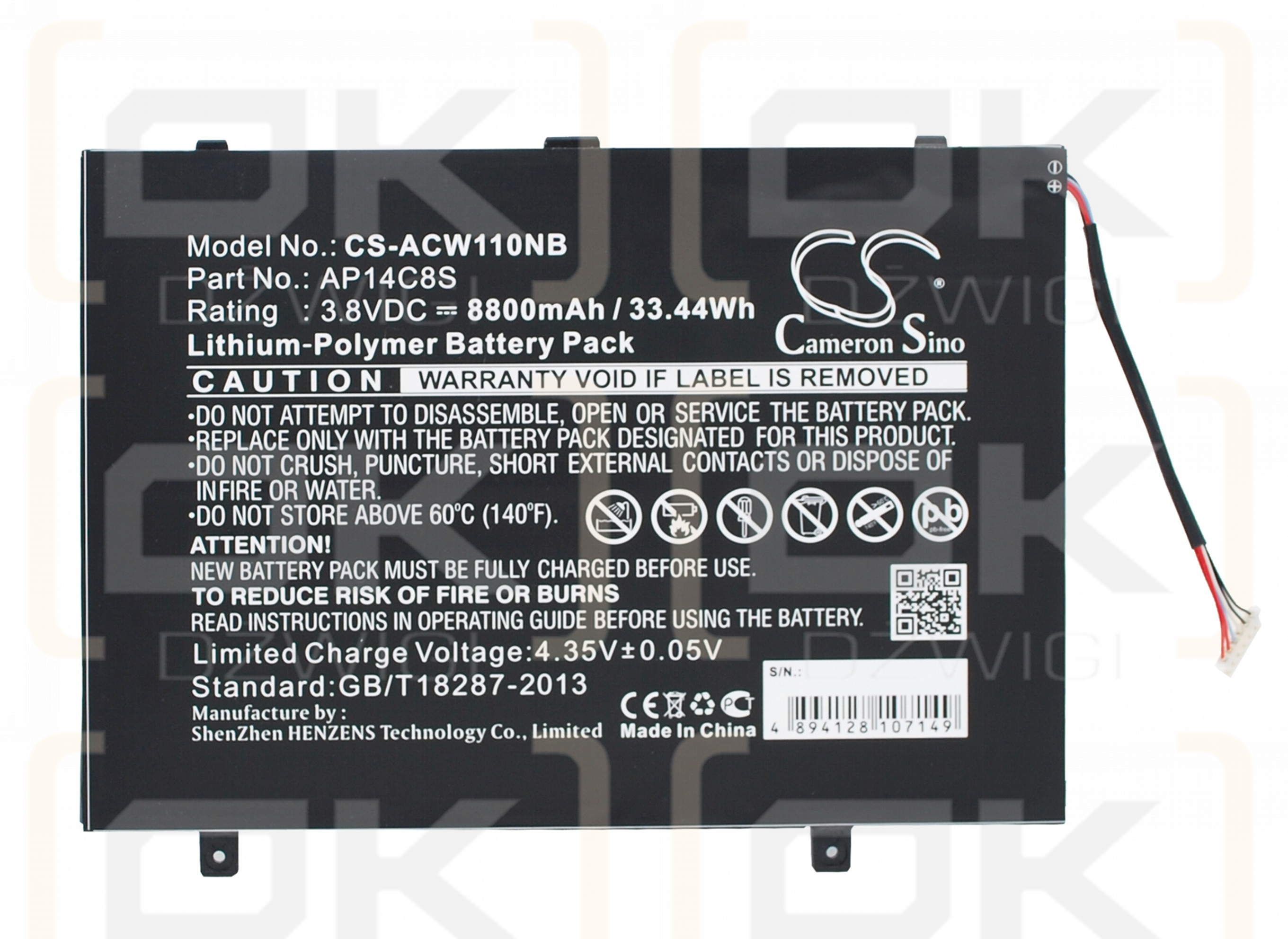 Acer SW5-171-89W0 / AP14C8S 8800 mAh Li-Polymer 3.8 V (Cameron Sino)