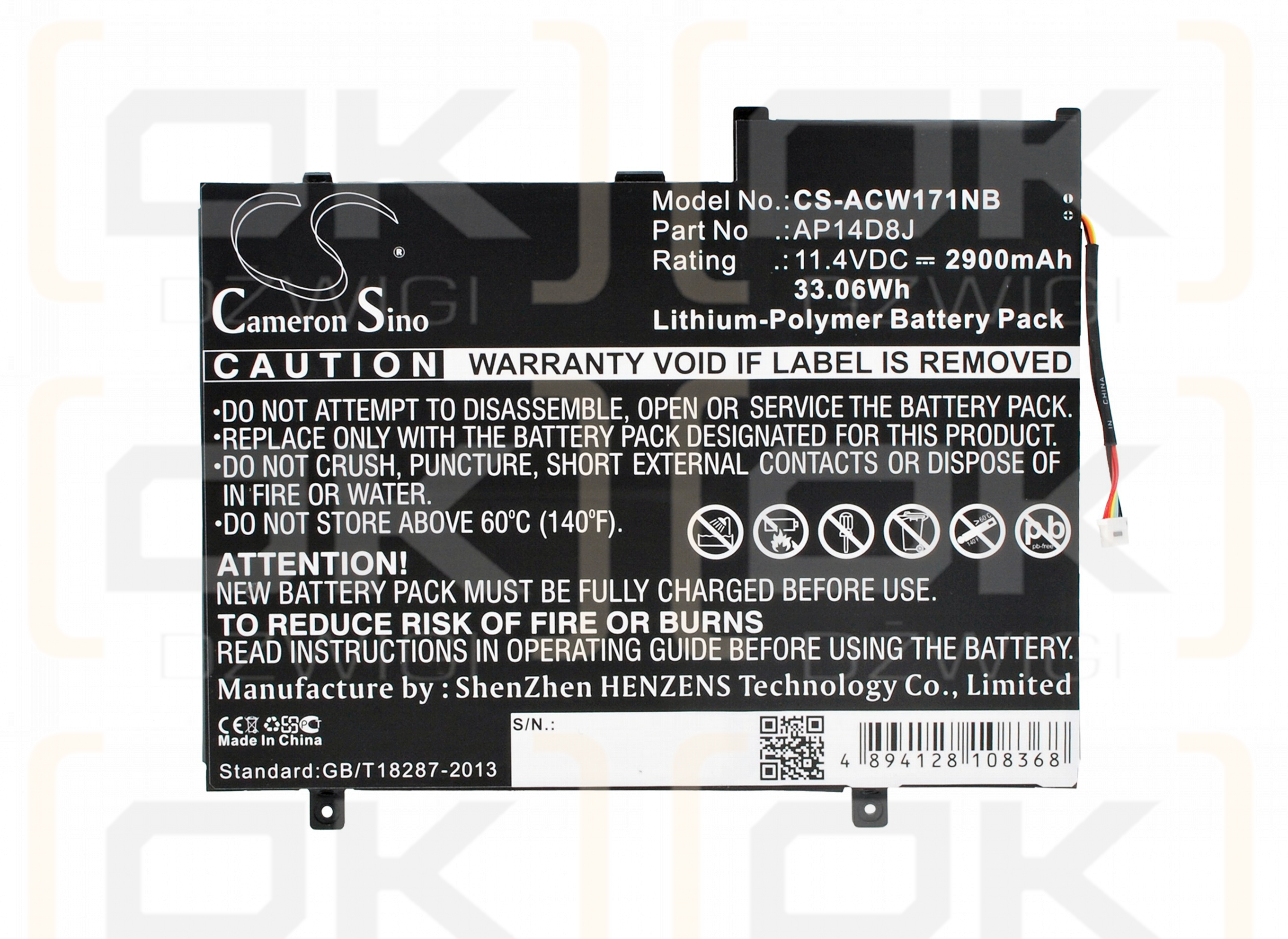 Acer Aspire Switch 11 SW5-171P / AP14D8J 2900 mAh Li-Polymer 11.4 V (Cameron Sino)