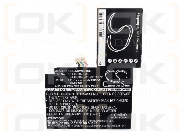 Acer Iconia Tab W501 / AP11B7H 3250 mAh Li-Polymer 11.1 V (Cameron Sino)