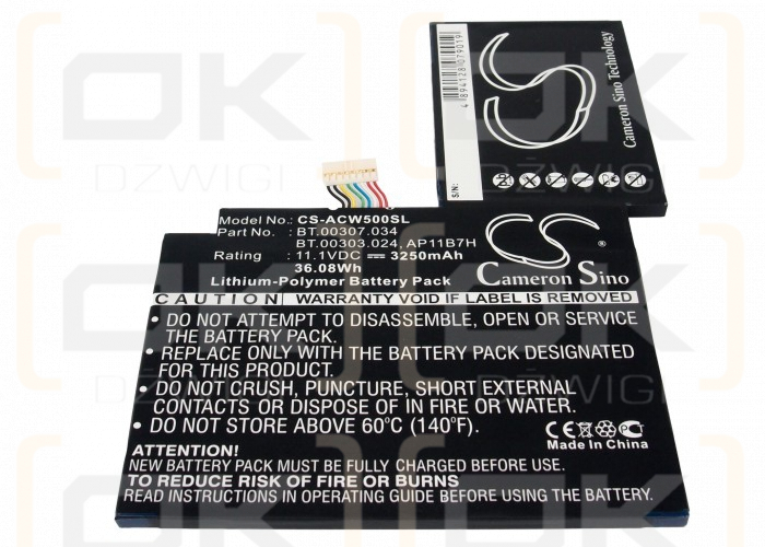 Acer Iconia Tab W501 / AP11B7H 3250 mAh Li-Polymer 11.1 V (Cameron Sino)