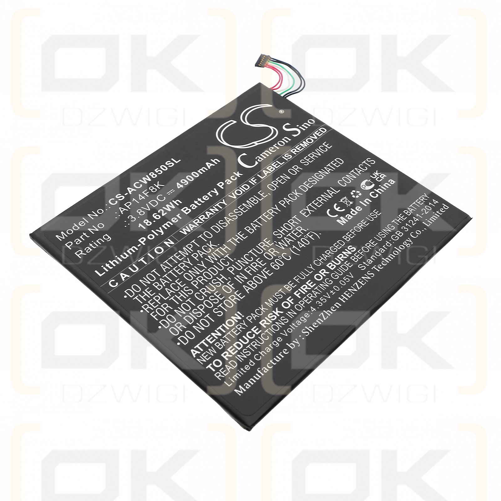 Acer GT-810 / AP14F8K 4900 mAh Li-Polymer 3.8 V (Cameron Sino)