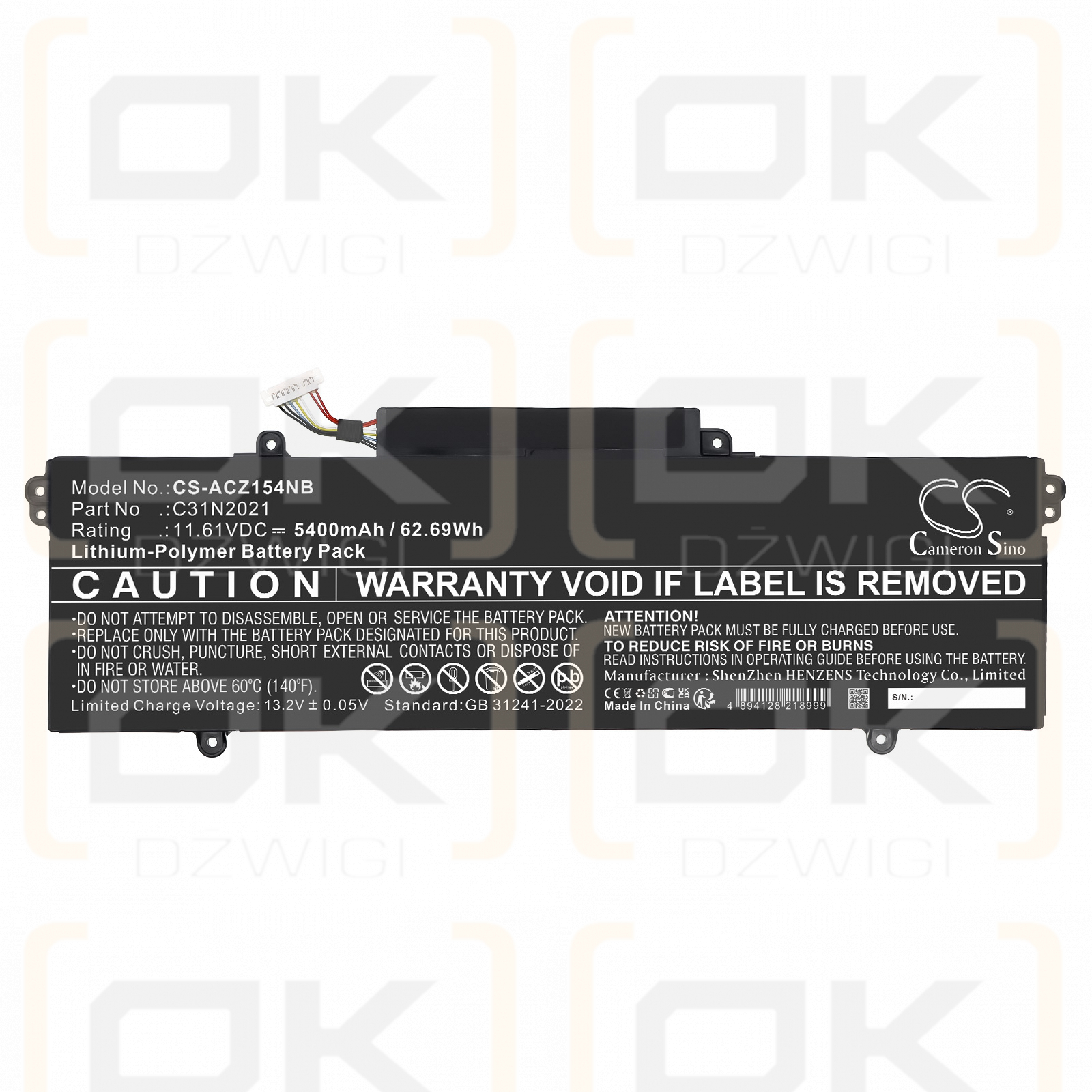 Asus Zenbook 14x OLED UX5401EA-KN711TS / 0B200-04030000 5400mAh Li-Polymer 11.61V (Cameron Sino)