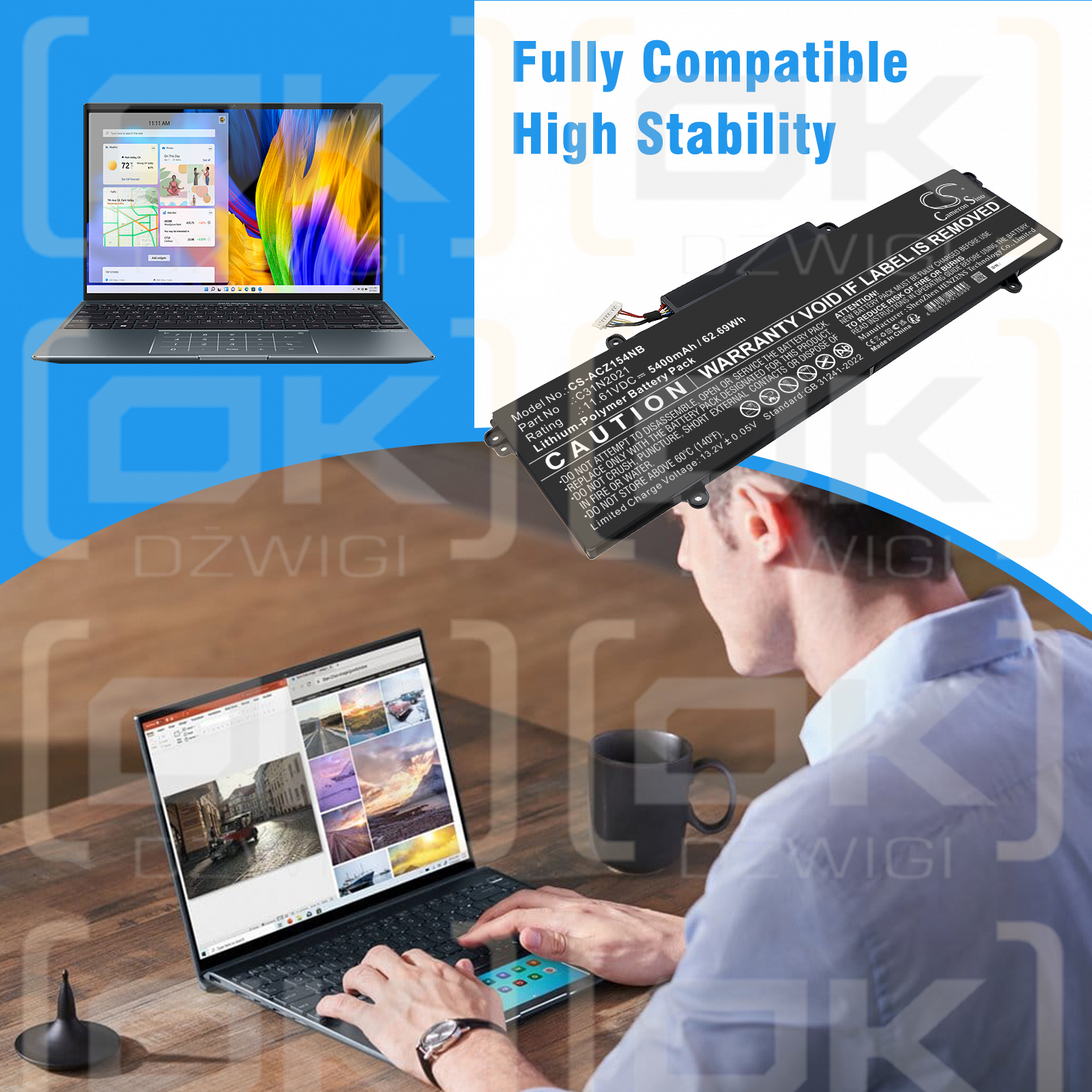Asus Zenbook 14x OLED UX5401EA-KN711TS / 0B200-04030000 5400mAh Li-Polymer 11.61V (Cameron Sino)