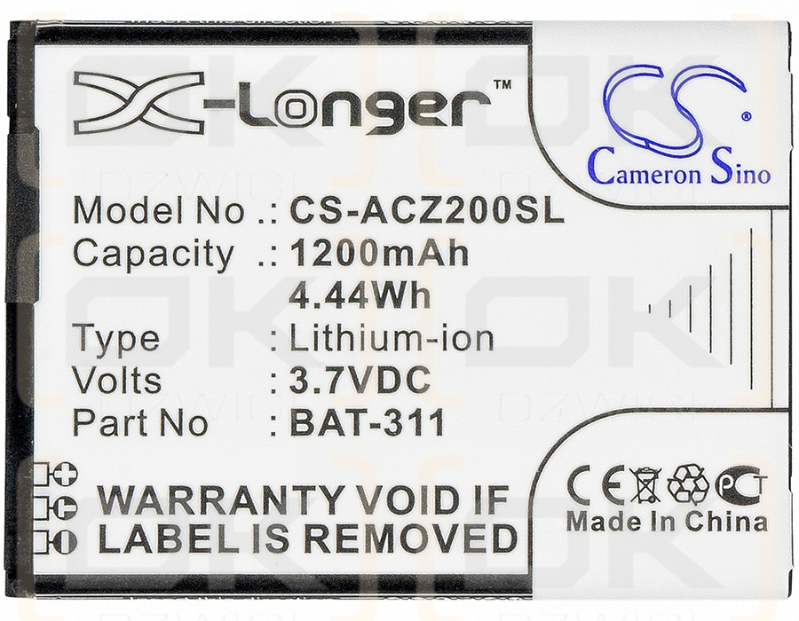 Acer Liquid Z220 Dual SIM / BAT-311 1200 mAh Li-Ion 3,7 V (Cameron Sino)