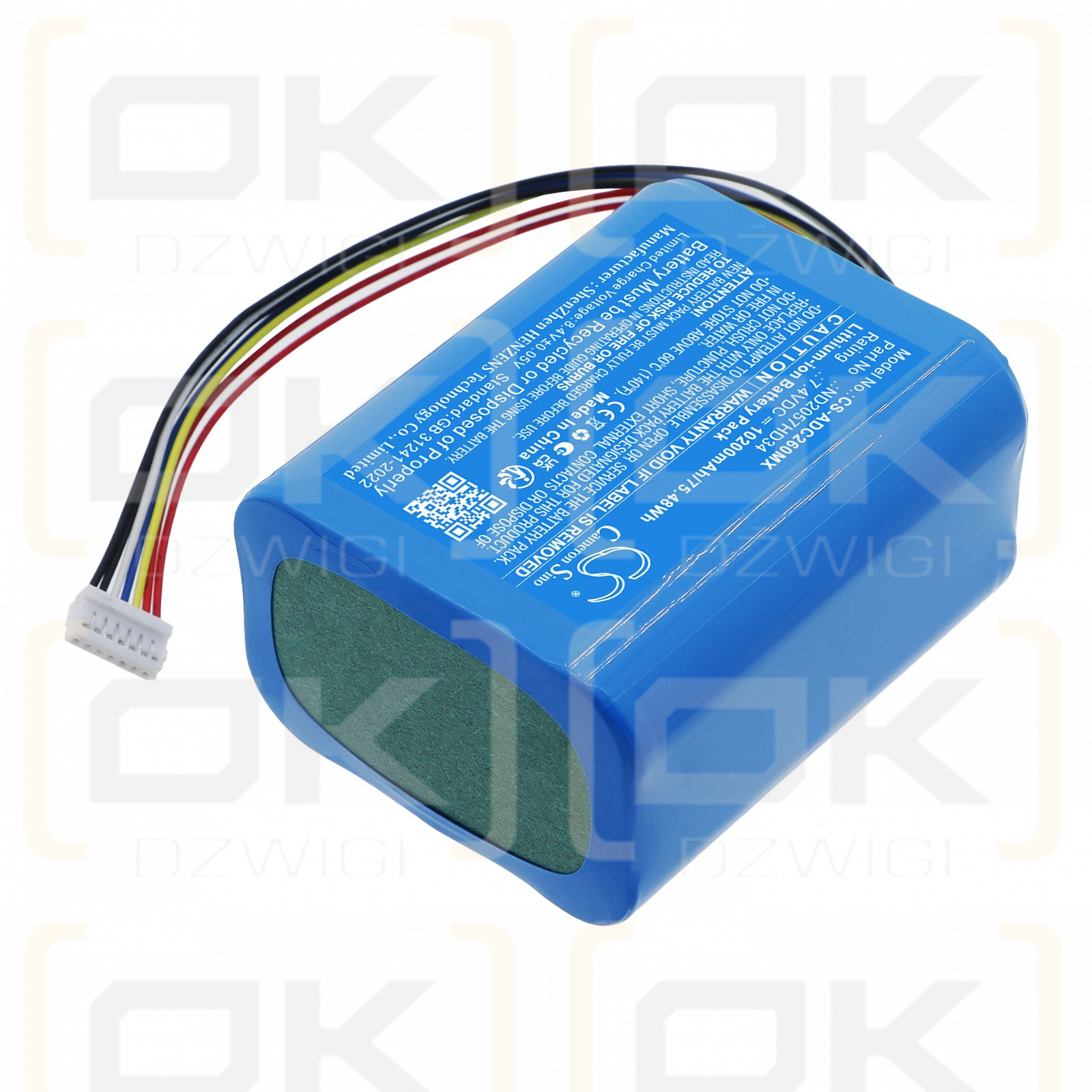 Batería de repuesto para monitor SunTech CT40 / 9005BAT 10200 mAh Li-ion 7.4 V (Cameron Sino)