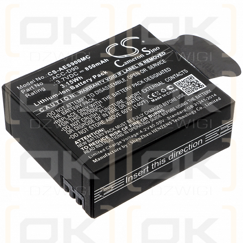 AEE S9A / ACC-D90 850mAh Li-ion 3.7V (Cameron Sino)