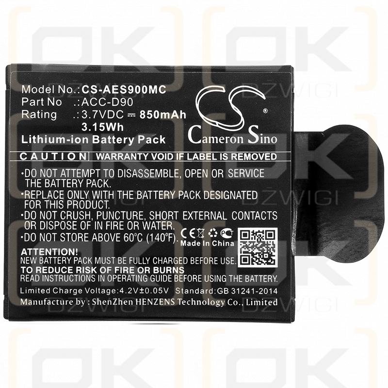 AEE S9A / ACC-D90 850mAh Li-ion 3.7V (Cameron Sino)