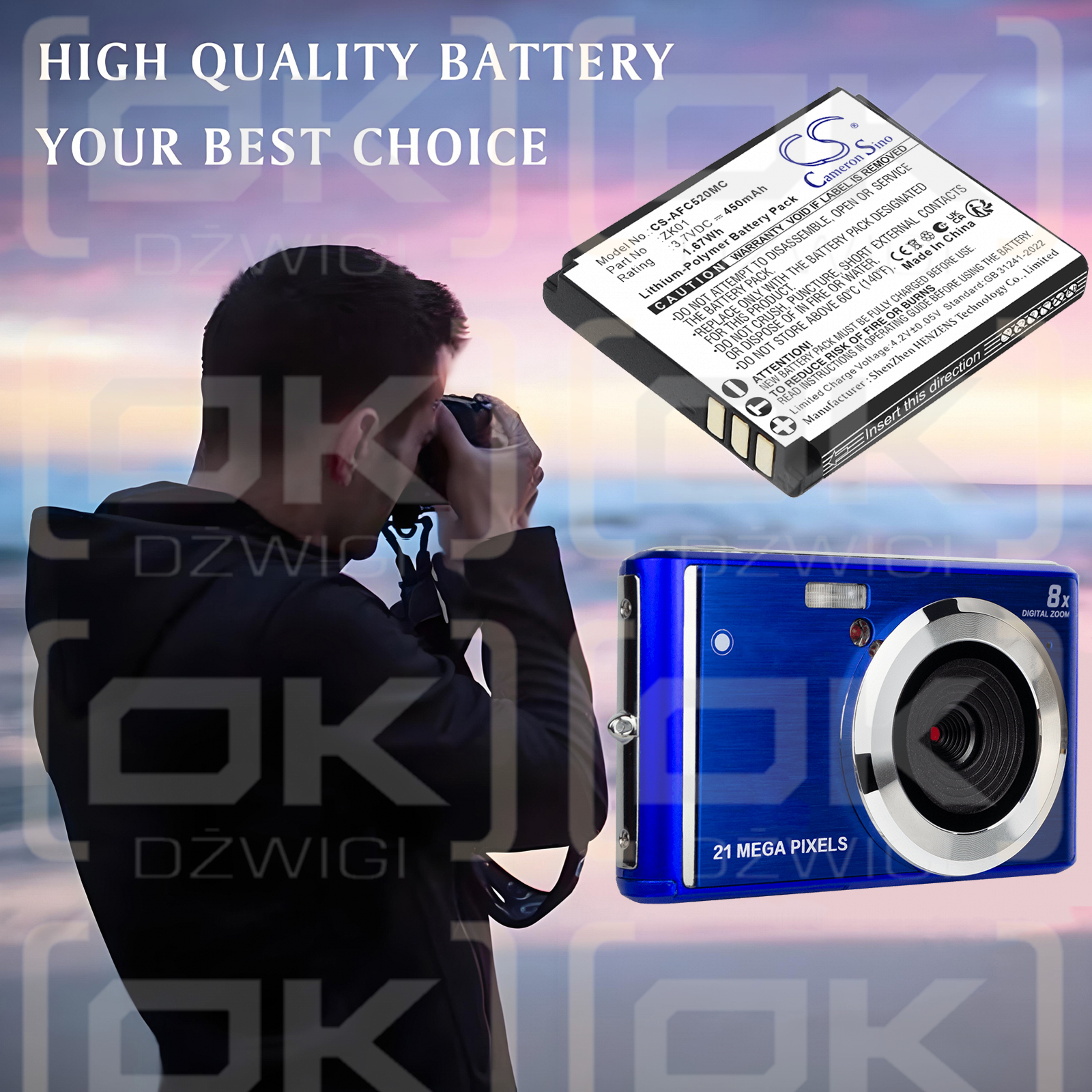 AgfaPhoto Realishot DC5200 / ZK01 450 mAh Li-Polymer 3.7 V (Cameron Sino)