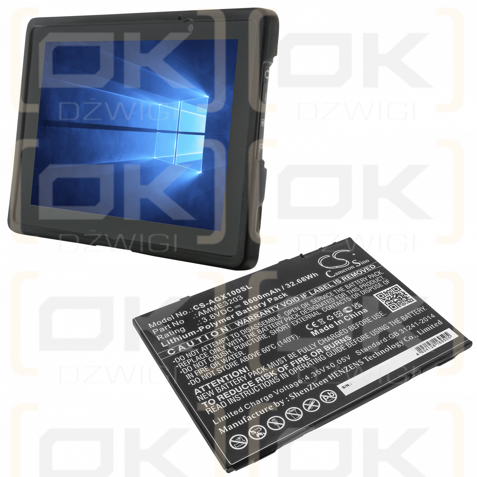 Планшет Aegex 10 Intrinsically Safe / AMME3203 8600 мА·ч Li-Polymer 3.8 В (Cameron Sino)