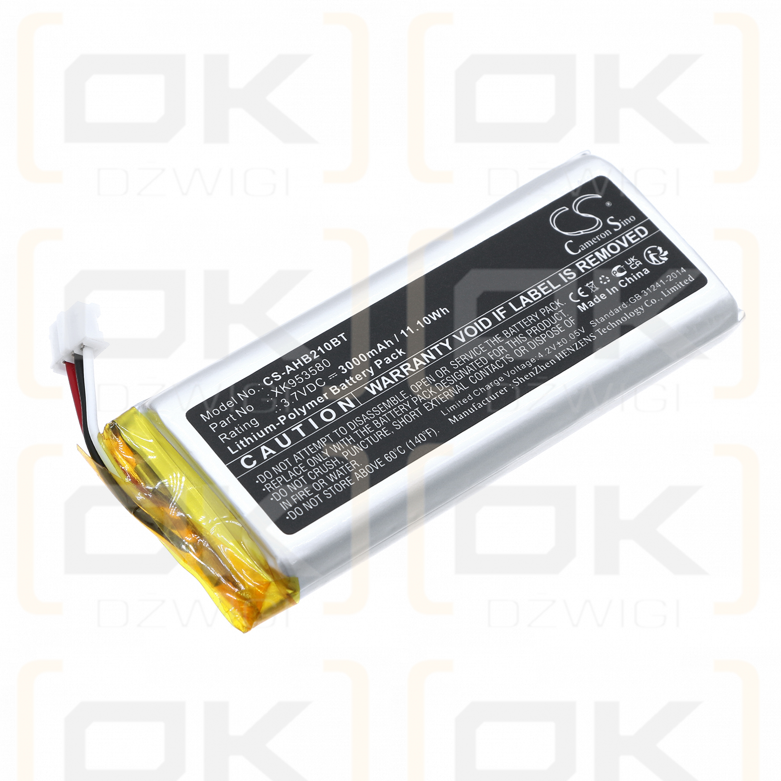 Ajax AJ-HUB2PLUS-W/B / XK953580 3000mAh Li-polímero 3.7V (Cameron Sino)